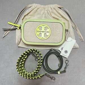 Tory Burch Mini Miller Rafia Crossbody Bag Natural Multi